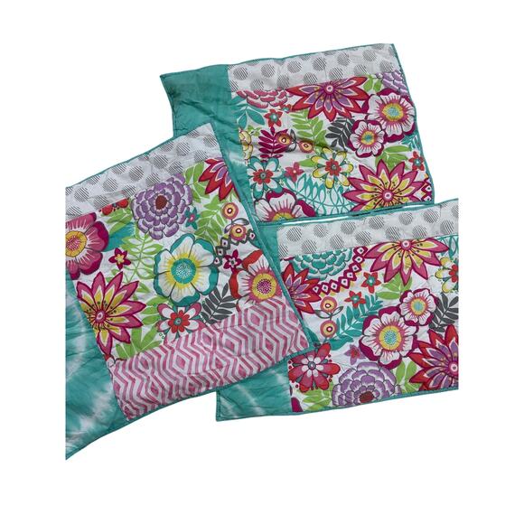 PB Teen Floral Patchwork Quilt Sham (2)Euro (1) standard Bright Boho Bedding - Picture 3 of 8